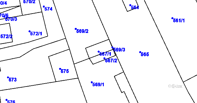 Parcela st. 567/1 v KÚ Ochoz u Brna, Katastrální mapa