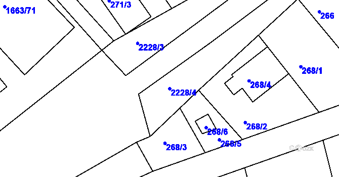 Parcela st. 2228/4 v KÚ Ochoz u Brna, Katastrální mapa