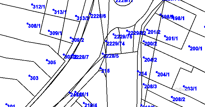 Parcela st. 2228/5 v KÚ Ochoz u Brna, Katastrální mapa