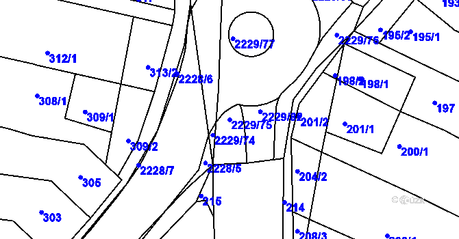 Parcela st. 2229/75 v KÚ Ochoz u Brna, Katastrální mapa