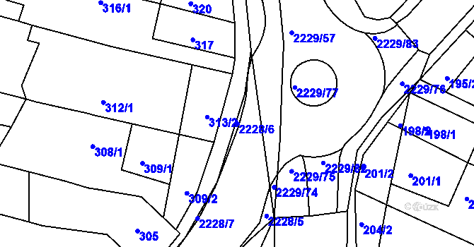 Parcela st. 2228/6 v KÚ Ochoz u Brna, Katastrální mapa