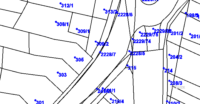 Parcela st. 2228/7 v KÚ Ochoz u Brna, Katastrální mapa