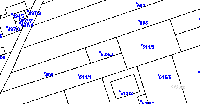 Parcela st. 509/3 v KÚ Ochoz u Brna, Katastrální mapa