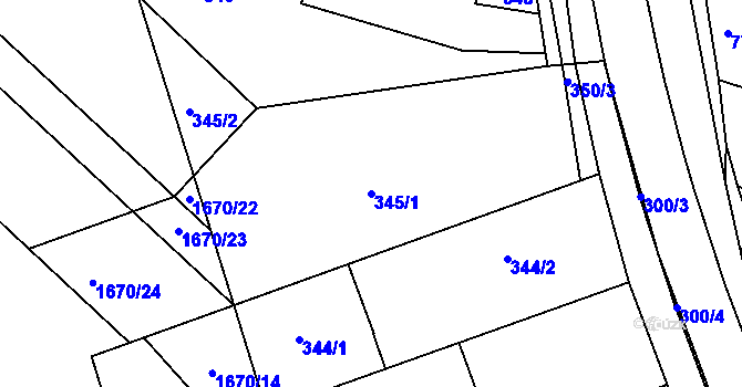 Parcela st. 345/1 v KÚ Ochoz u Brna, Katastrální mapa