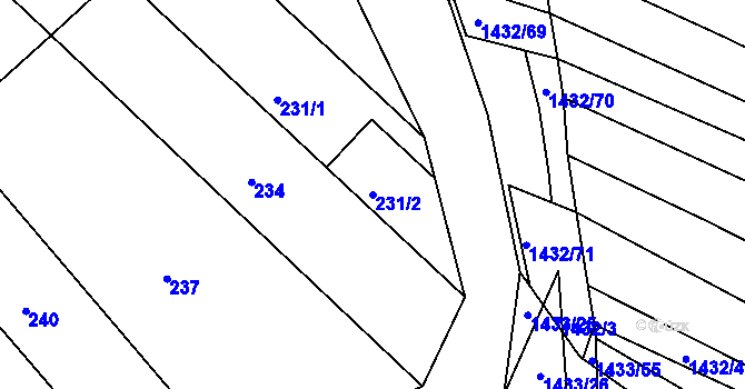 Parcela st. 231/2 v KÚ Ochoz u Brna, Katastrální mapa