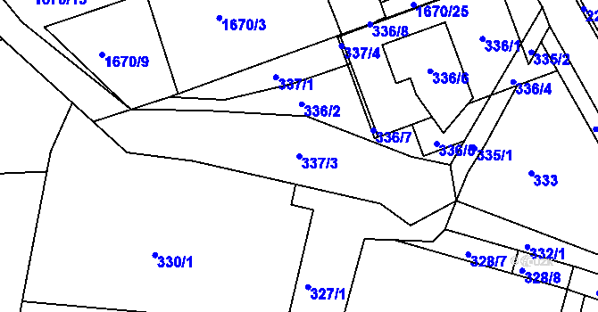 Parcela st. 337/3 v KÚ Ochoz u Brna, Katastrální mapa