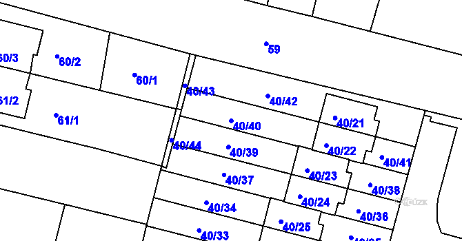 Parcela st. 40/40 v KÚ Ochoz u Brna, Katastrální mapa