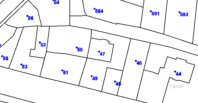Parcela st. 47 v KÚ Ochoz u Brna, Katastrální mapa