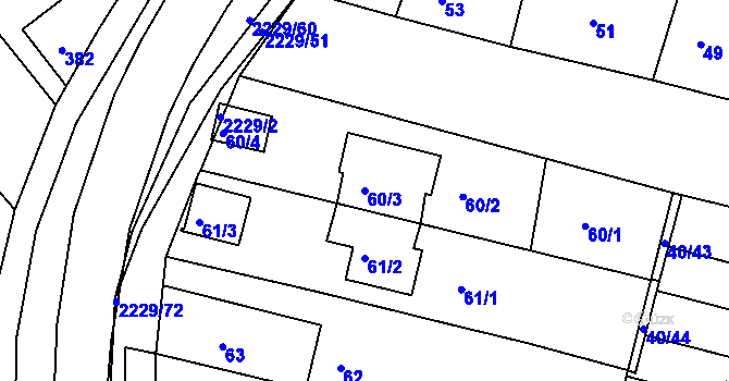 Parcela st. 60/3 v KÚ Ochoz u Brna, Katastrální mapa