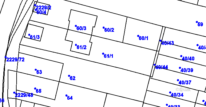 Parcela st. 61/1 v KÚ Ochoz u Brna, Katastrální mapa