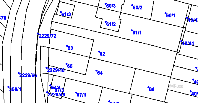 Parcela st. 62 v KÚ Ochoz u Brna, Katastrální mapa