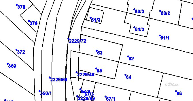 Parcela st. 63 v KÚ Ochoz u Brna, Katastrální mapa
