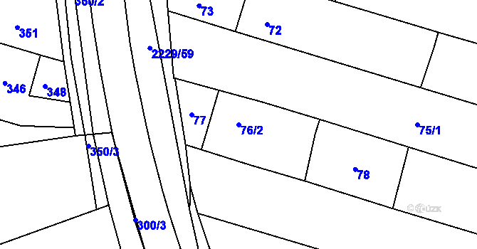 Parcela st. 76/2 v KÚ Ochoz u Brna, Katastrální mapa