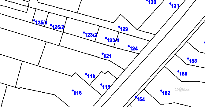 Parcela st. 121 v KÚ Ochoz u Brna, Katastrální mapa