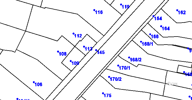 Parcela st. 145 v KÚ Ochoz u Brna, Katastrální mapa