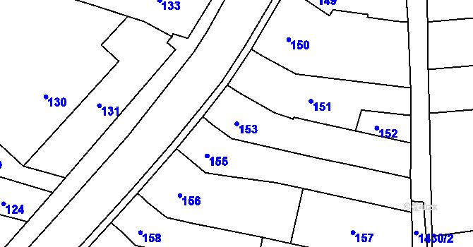 Parcela st. 153 v KÚ Ochoz u Brna, Katastrální mapa