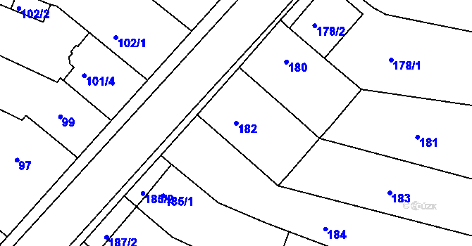 Parcela st. 182 v KÚ Ochoz u Brna, Katastrální mapa