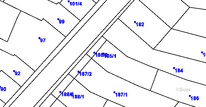 Parcela st. 185/1 v KÚ Ochoz u Brna, Katastrální mapa