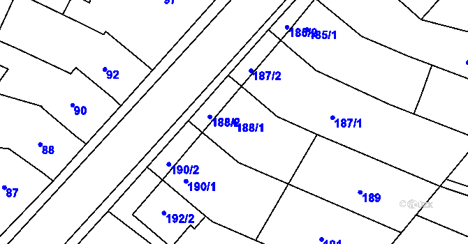 Parcela st. 188/1 v KÚ Ochoz u Brna, Katastrální mapa