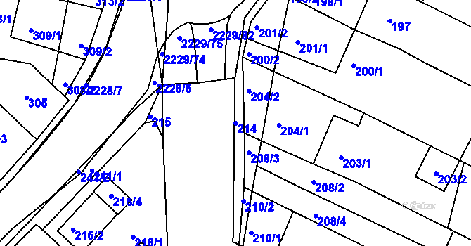 Parcela st. 214 v KÚ Ochoz u Brna, Katastrální mapa