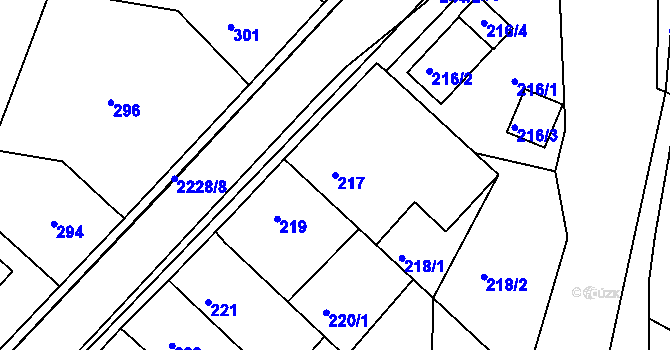 Parcela st. 217 v KÚ Ochoz u Brna, Katastrální mapa