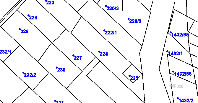 Parcela st. 224 v KÚ Ochoz u Brna, Katastrální mapa