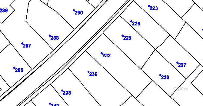 Parcela st. 232 v KÚ Ochoz u Brna, Katastrální mapa