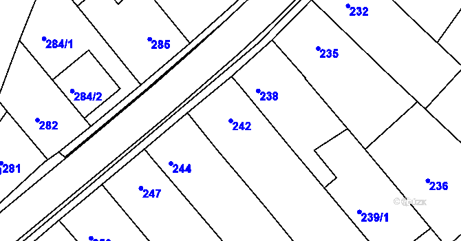Parcela st. 242 v KÚ Ochoz u Brna, Katastrální mapa