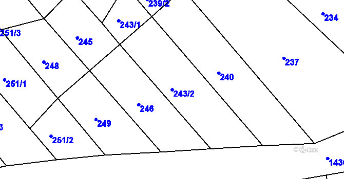 Parcela st. 243/2 v KÚ Ochoz u Brna, Katastrální mapa