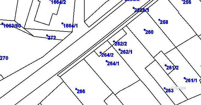 Parcela st. 264/2 v KÚ Ochoz u Brna, Katastrální mapa