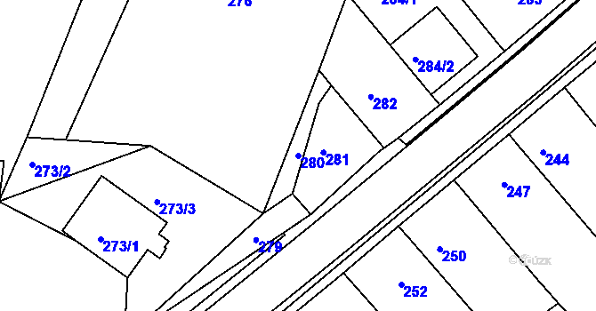 Parcela st. 280 v KÚ Ochoz u Brna, Katastrální mapa