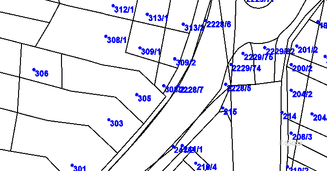 Parcela st. 308/2 v KÚ Ochoz u Brna, Katastrální mapa