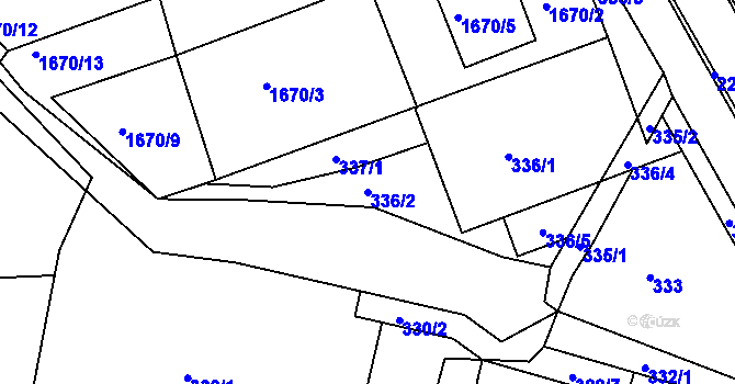 Parcela st. 336/2 v KÚ Ochoz u Brna, Katastrální mapa