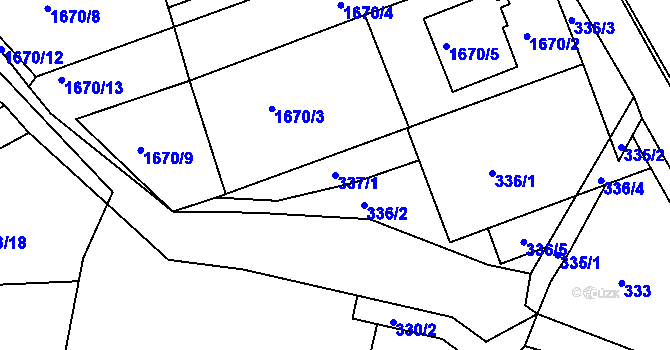 Parcela st. 337/1 v KÚ Ochoz u Brna, Katastrální mapa