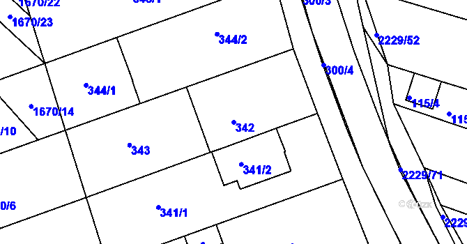 Parcela st. 342 v KÚ Ochoz u Brna, Katastrální mapa