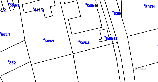 Parcela st. 549/4 v KÚ Ochoz u Brna, Katastrální mapa