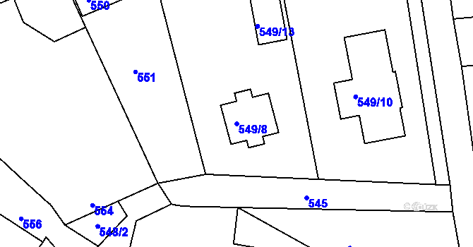 Parcela st. 549/8 v KÚ Ochoz u Brna, Katastrální mapa