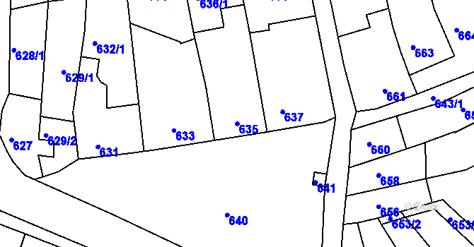 Parcela st. 635 v KÚ Ochoz u Brna, Katastrální mapa