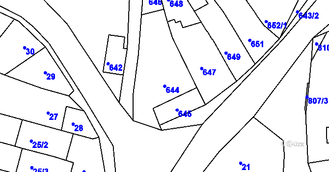 Parcela st. 644 v KÚ Ochoz u Brna, Katastrální mapa