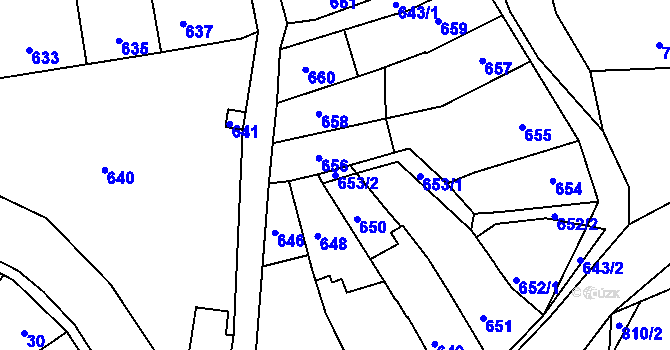 Parcela st. 653/2 v KÚ Ochoz u Brna, Katastrální mapa