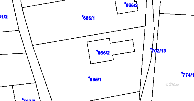 Parcela st. 665/2 v KÚ Ochoz u Brna, Katastrální mapa