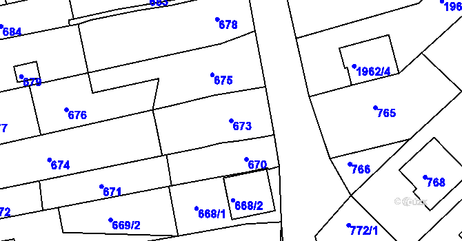 Parcela st. 673 v KÚ Ochoz u Brna, Katastrální mapa