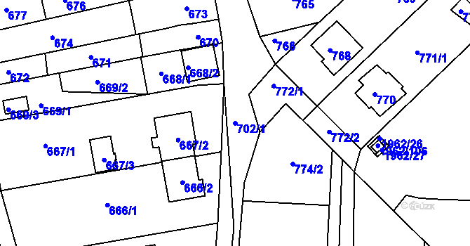 Parcela st. 702/1 v KÚ Ochoz u Brna, Katastrální mapa