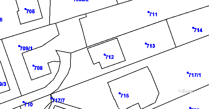 Parcela st. 712 v KÚ Ochoz u Brna, Katastrální mapa