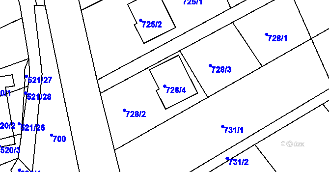 Parcela st. 728/4 v KÚ Ochoz u Brna, Katastrální mapa
