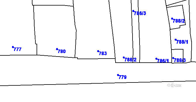 Parcela st. 783 v KÚ Ochoz u Brna, Katastrální mapa