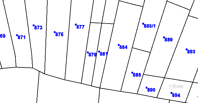 Parcela st. 881 v KÚ Ochoz u Brna, Katastrální mapa