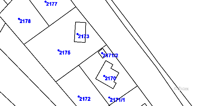 Parcela st. 2171/2 v KÚ Ochoz u Brna, Katastrální mapa