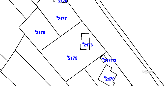 Parcela st. 2173 v KÚ Ochoz u Brna, Katastrální mapa