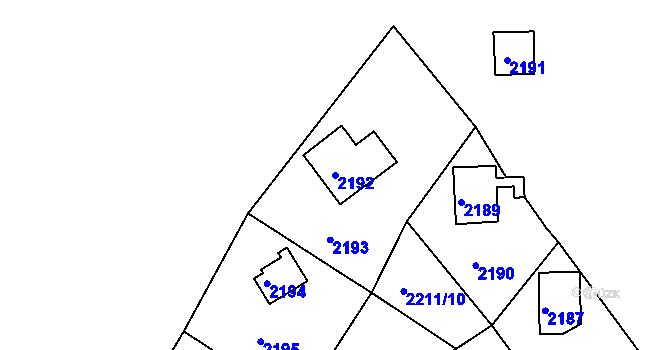 Parcela st. 2192 v KÚ Ochoz u Brna, Katastrální mapa